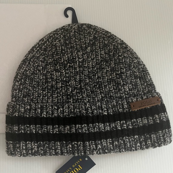 Polo Ralph Lauren Lambswool Blend Heather Full Fashion Rib Knit Winter Hat - Picture 2 of 9